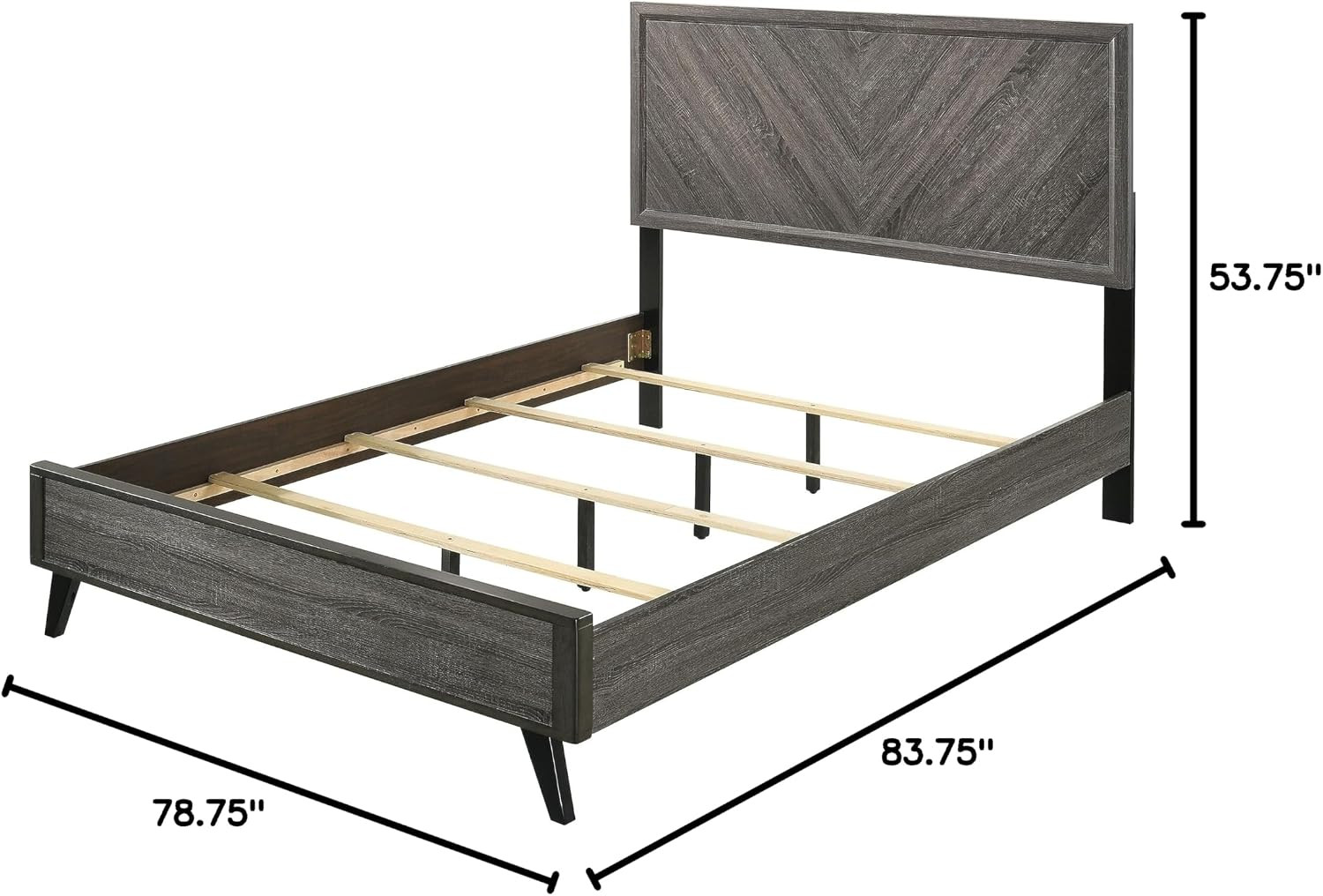 Aster Modern Wood Panel Bed with Chevron Pattern for Bedroom, Guest Room, King,