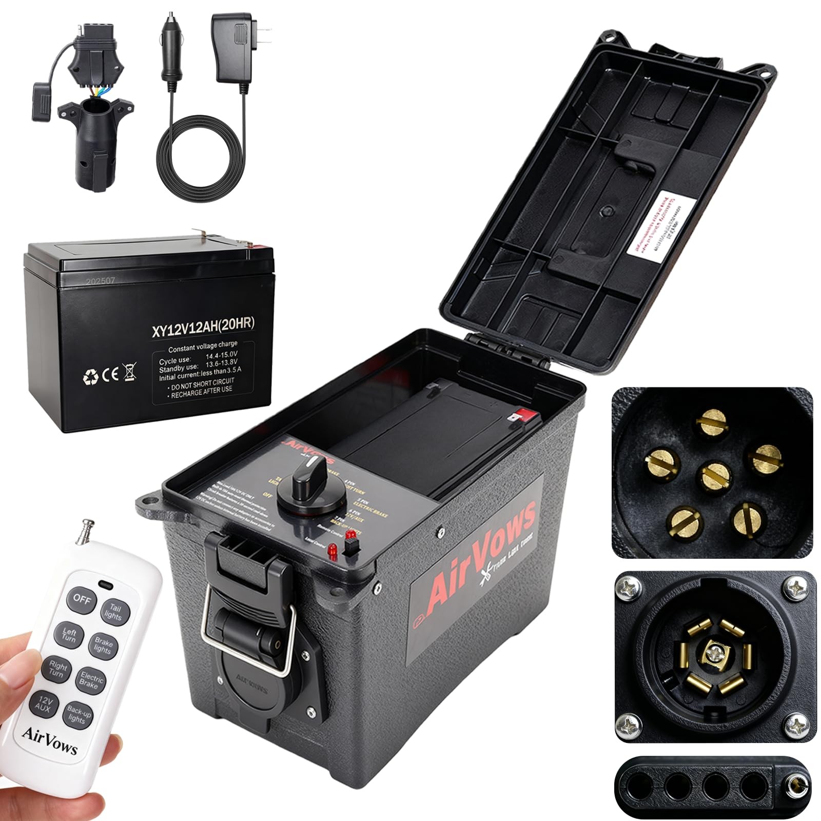 Trailer Light Tester Box with 12V 12Ah Battery,Remote Control Function Black