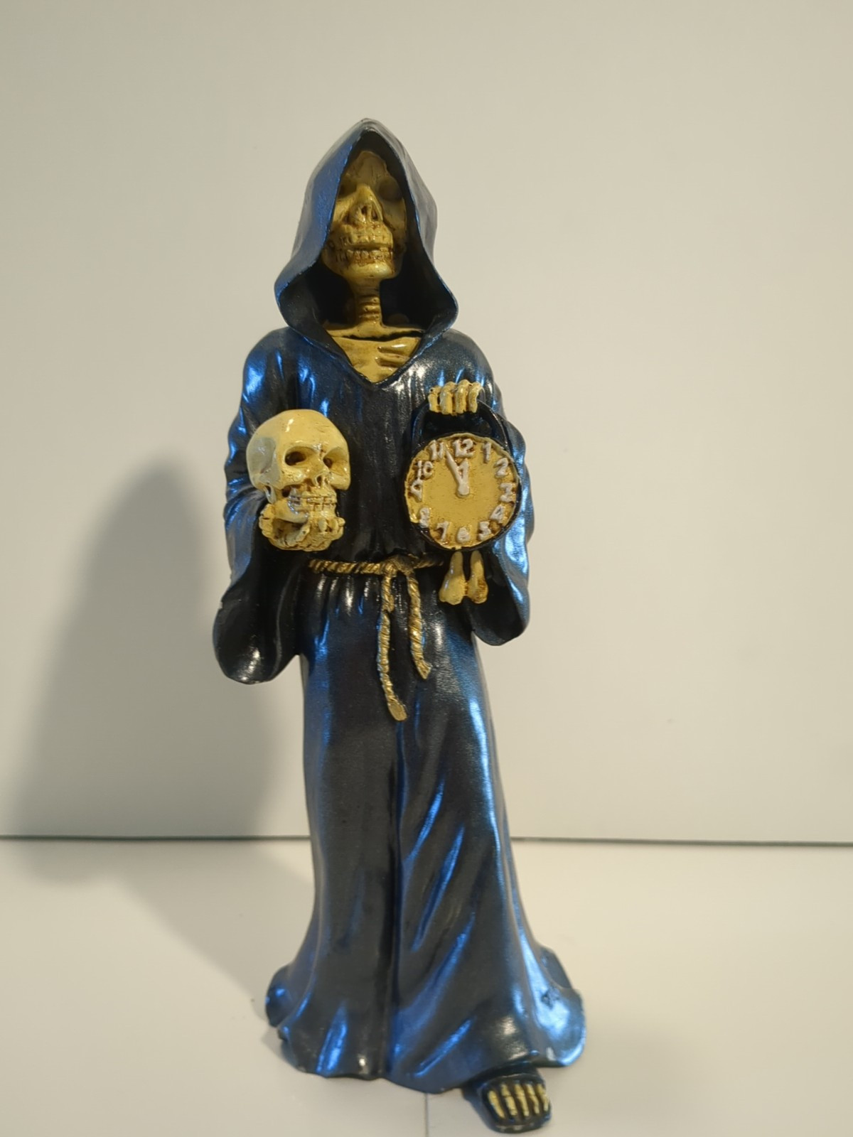 8"  GRIM REAPER GOTHIC Skulls Clock Skelkton  Death Figurine Home Decor Gift