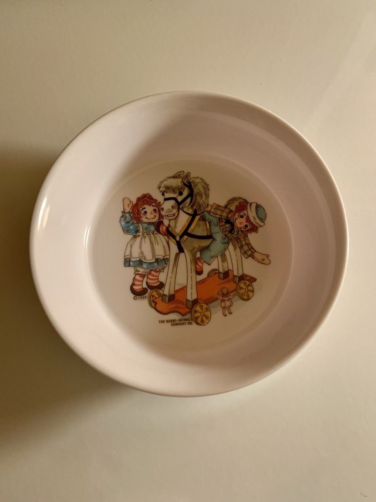 Vintage Raggedy Ann & Andy Bobbs Merrill Oneida Deluxe Melamine Cereal Bowl