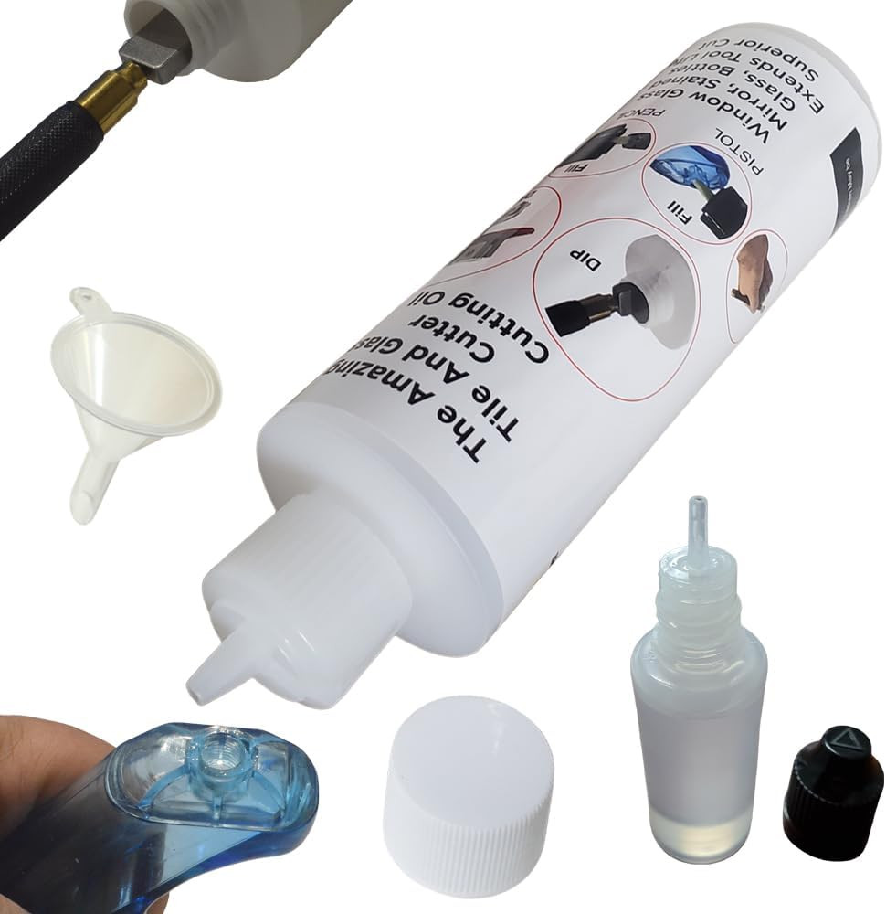 Glass Cutting Oil - 8Oz Bottle Glass Cutter Oil - Fill Tools Drop Bottle Funnel,