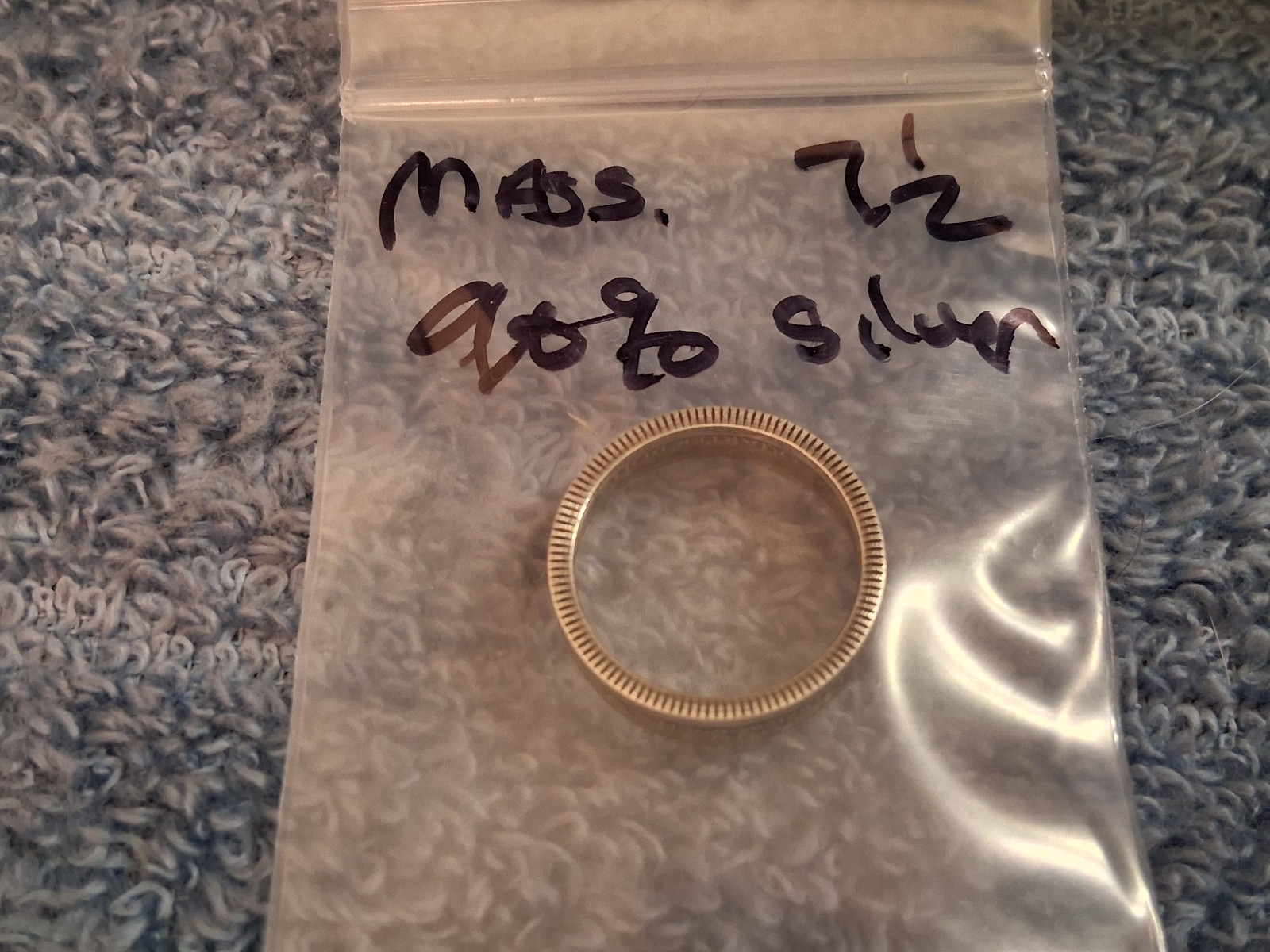 Massachusetts Handcrafted 90% Silver Washington Quarters coin ring size 7-1/2