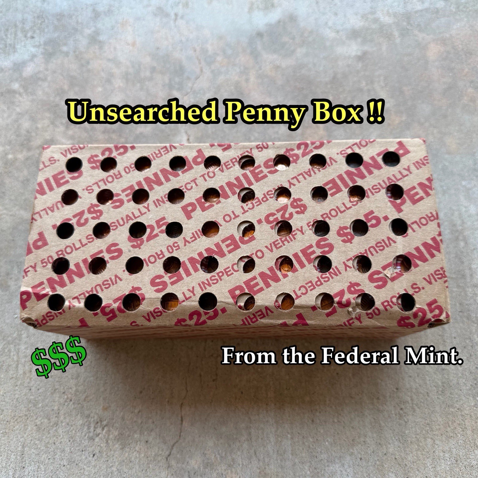 50 roll Box of Unsearched Circulated Lincoln Cent Penny OBW Paper Rolls