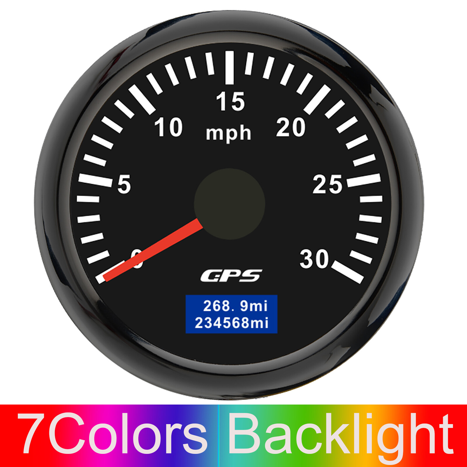 52mm Boat GPS Speedometer 30MPH Odometer Gauge 7 Colors LED For Car Truck Marine