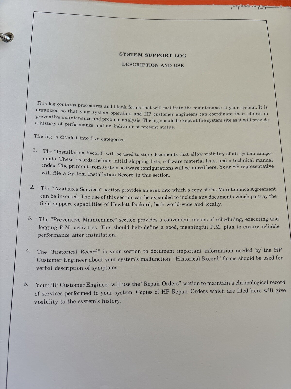 Hp 1000 Support Log Manual And Software Record Rare