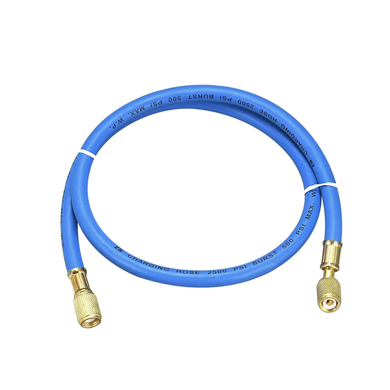 Charging Hose Tube 0.9M Length 1/4 SAE Thread 500PSI for AC Refrigeration Blue