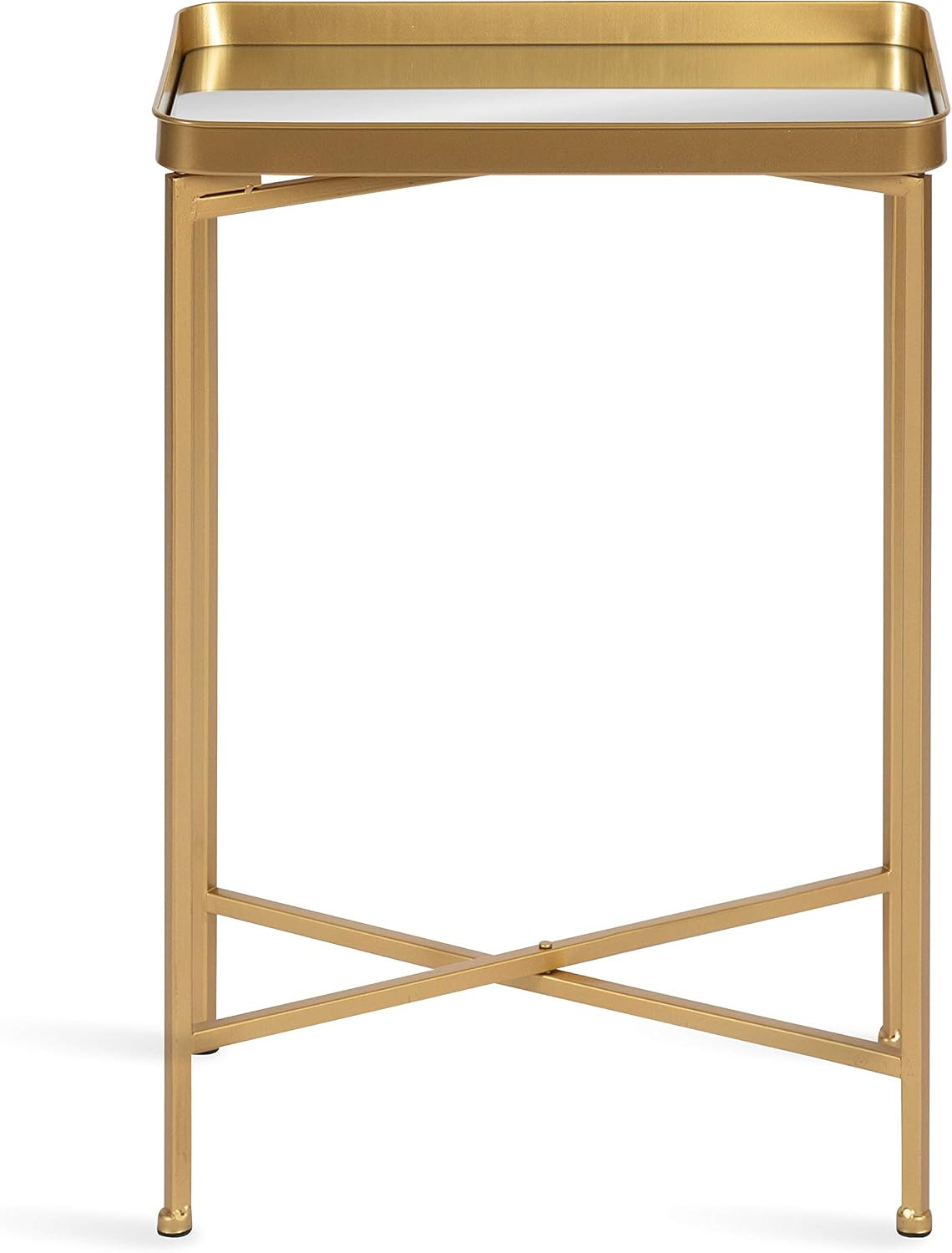 Celia Modern Mirrored Tray Side Table, 18 X 12 X 26, Gold, Foldable Rectangular