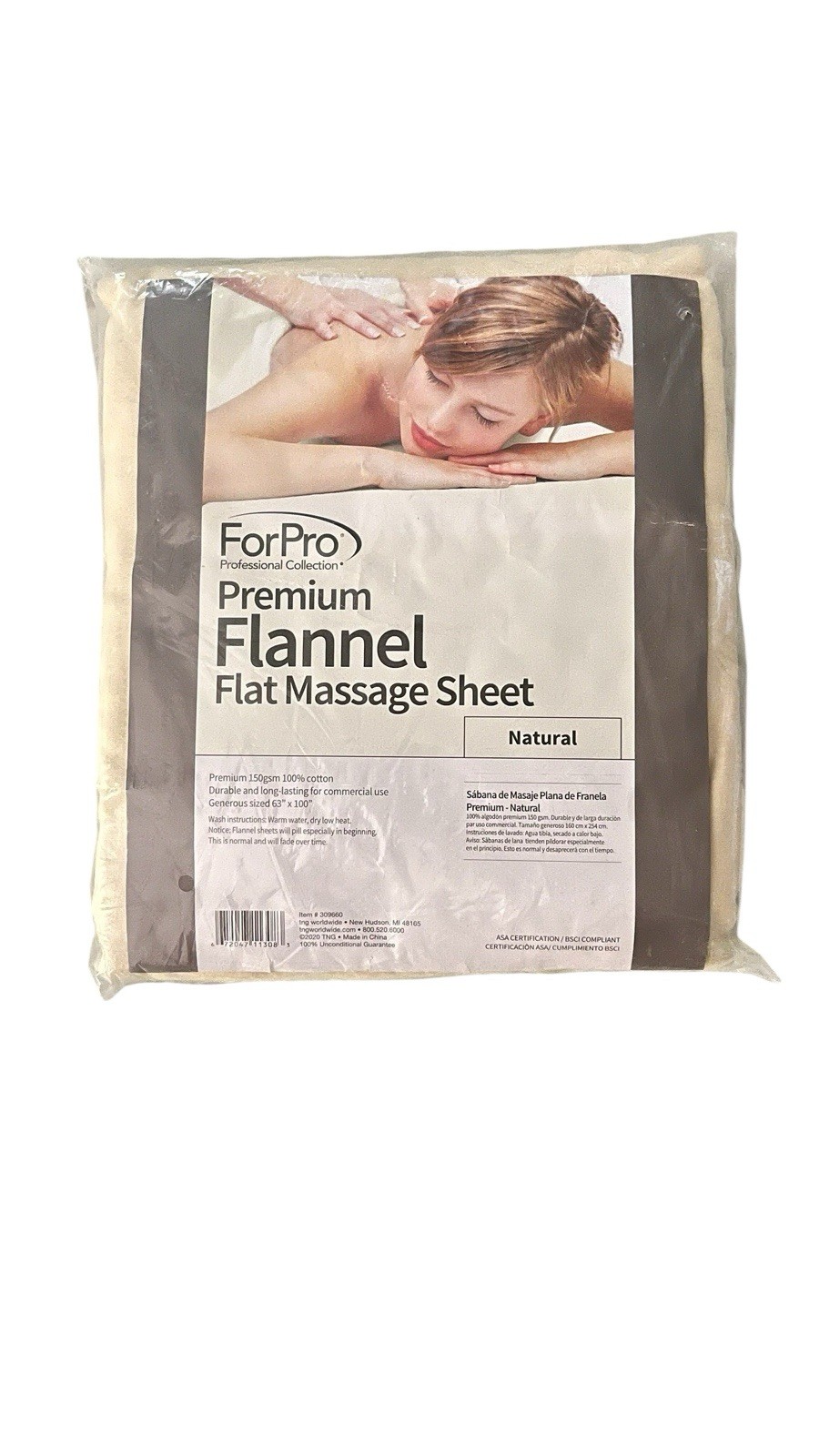 ForPro Premium Flannel Flat Massage Sheet Neutral Extra Soft Large 63” X 100”