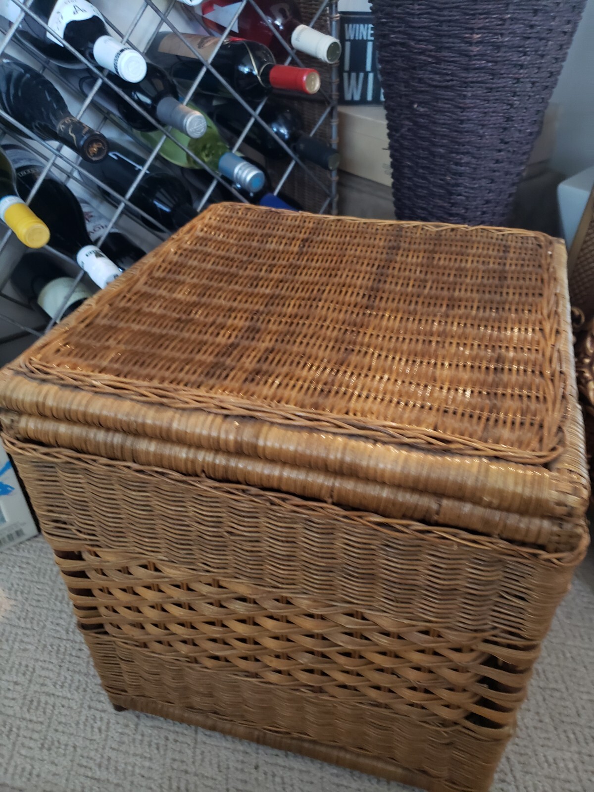 Vintage Rattan Wicker Chest/Table