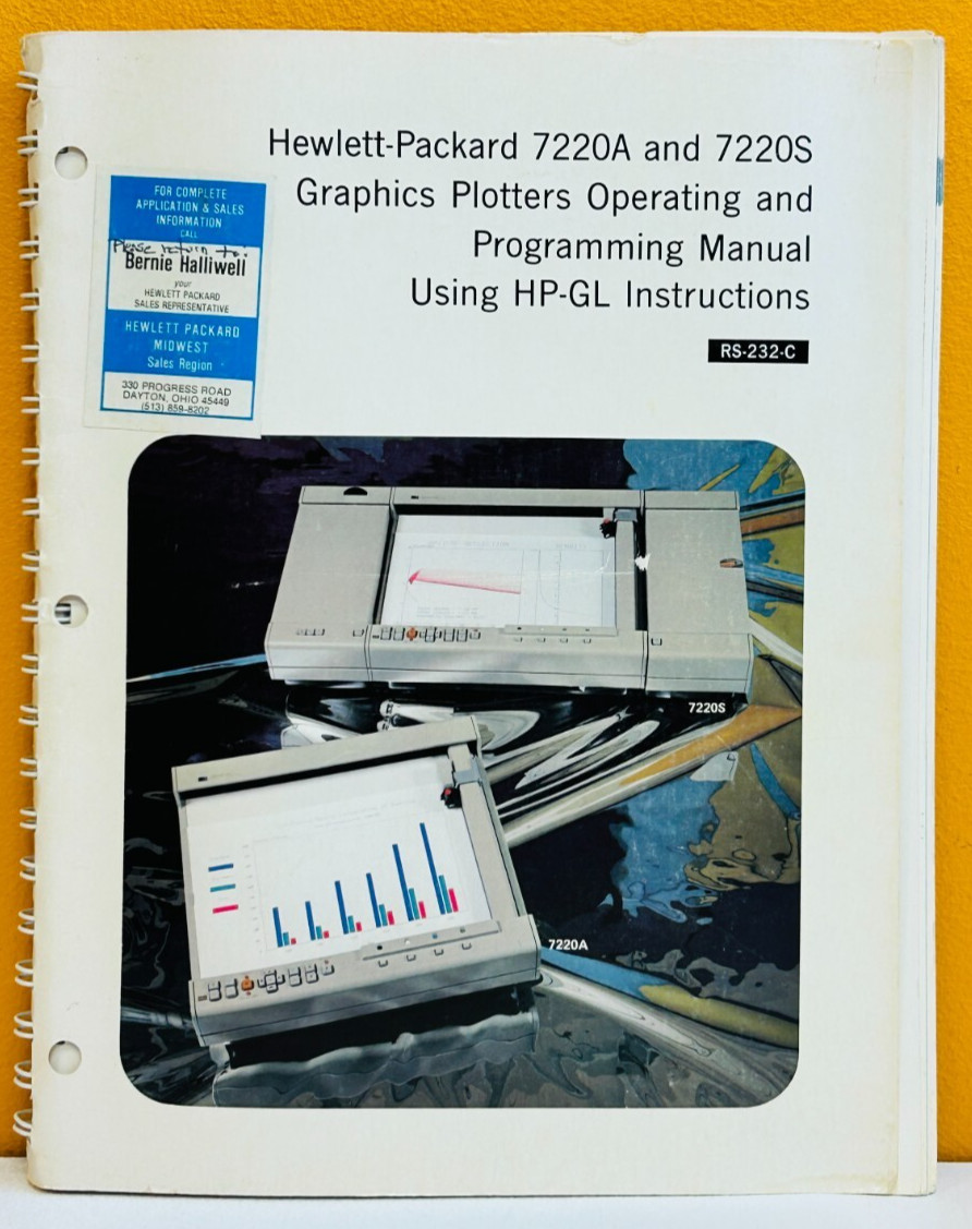 HP Agilent 07220-90002 1979 HP 7220A/7220S Graphics Plotters Programming Manual