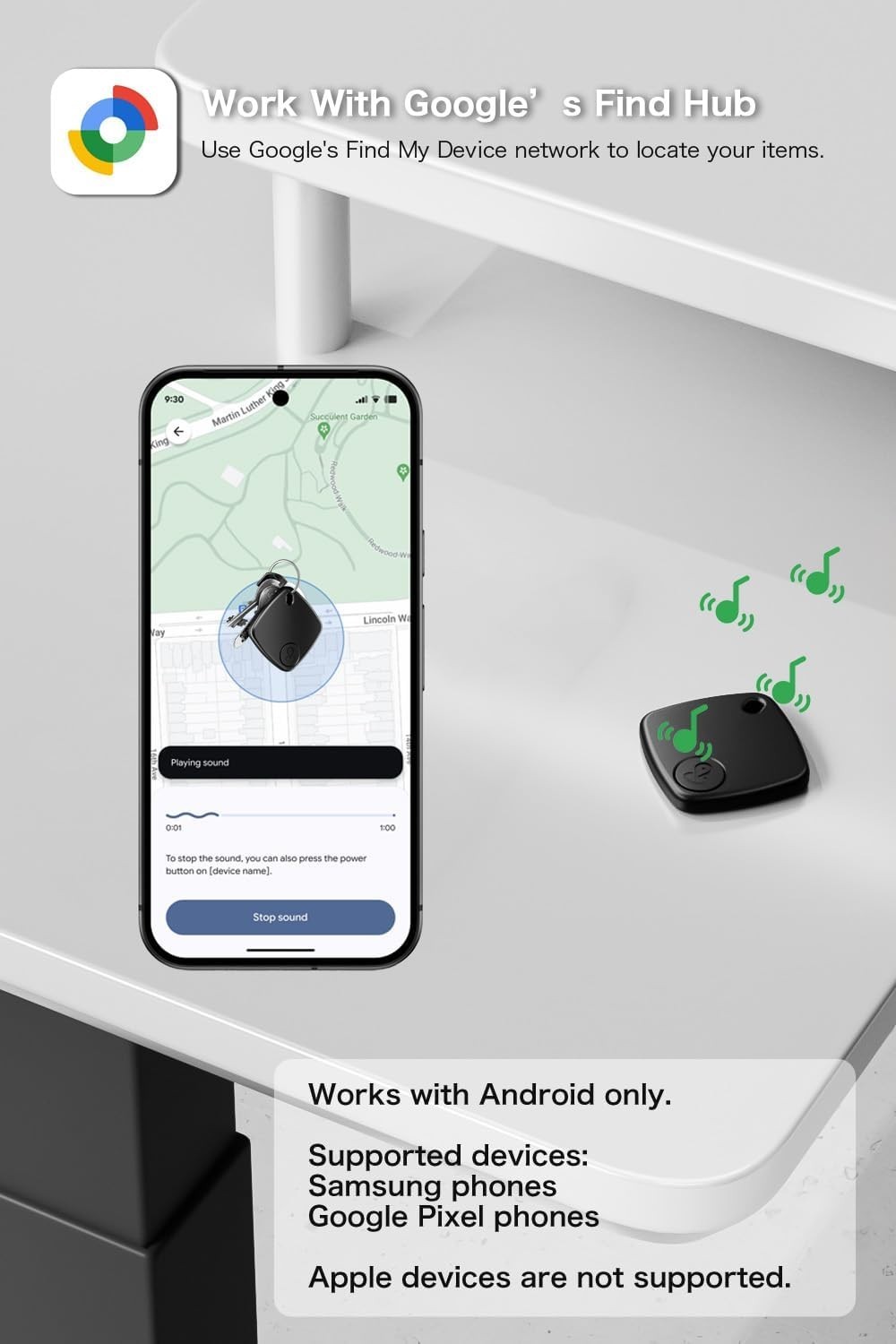 Smart Tracker Tags for Android Phones - 4 Pack with Real-Time Location Updates