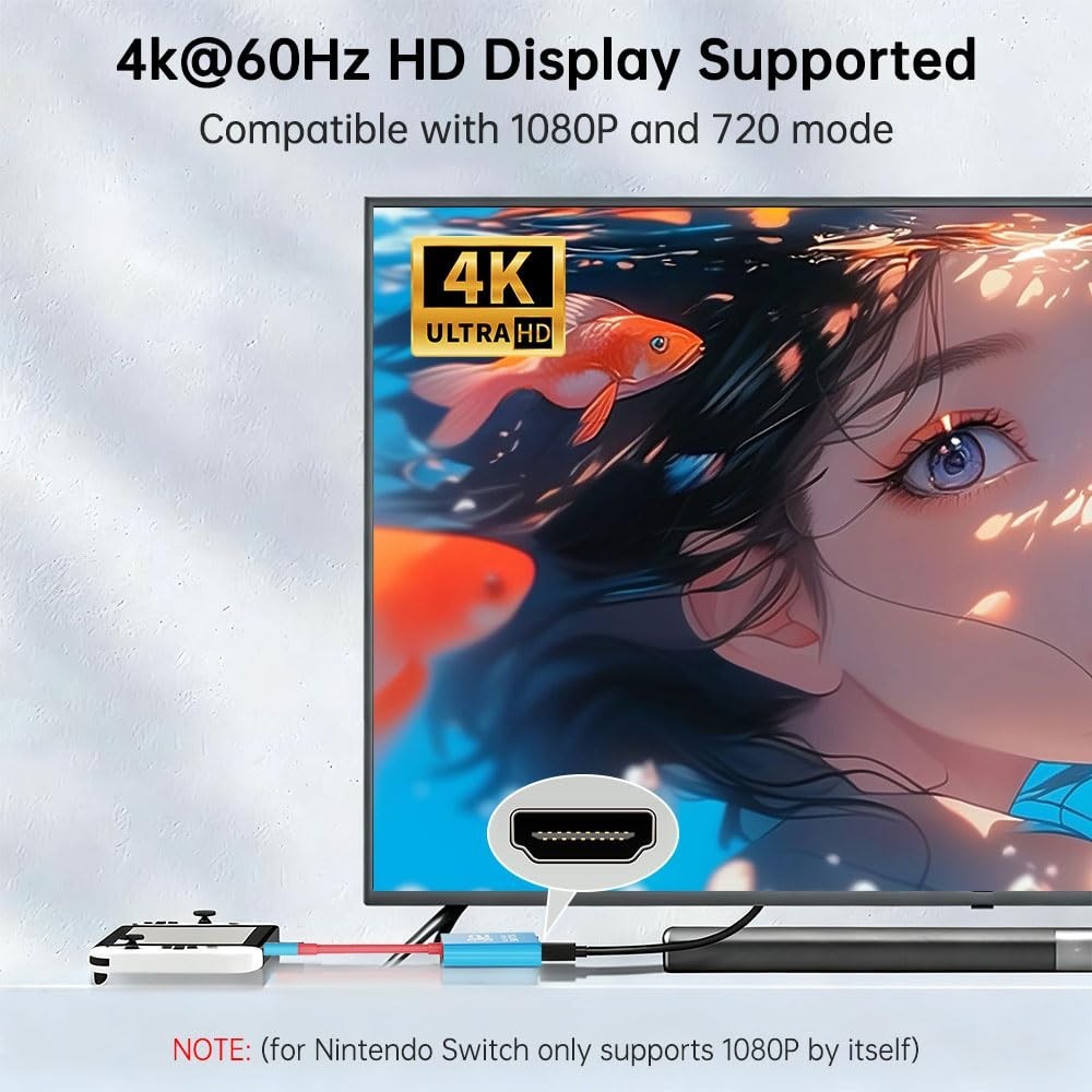 Travel-Friendly 4K TV Adapter for Nintendo Switch 2 & Steam Deck - HDMI Support