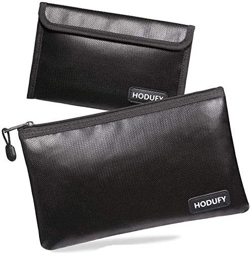 Hodufy Fireproof Money Bag - 10.6"x6.7" & 5"x8" Small Small, Black