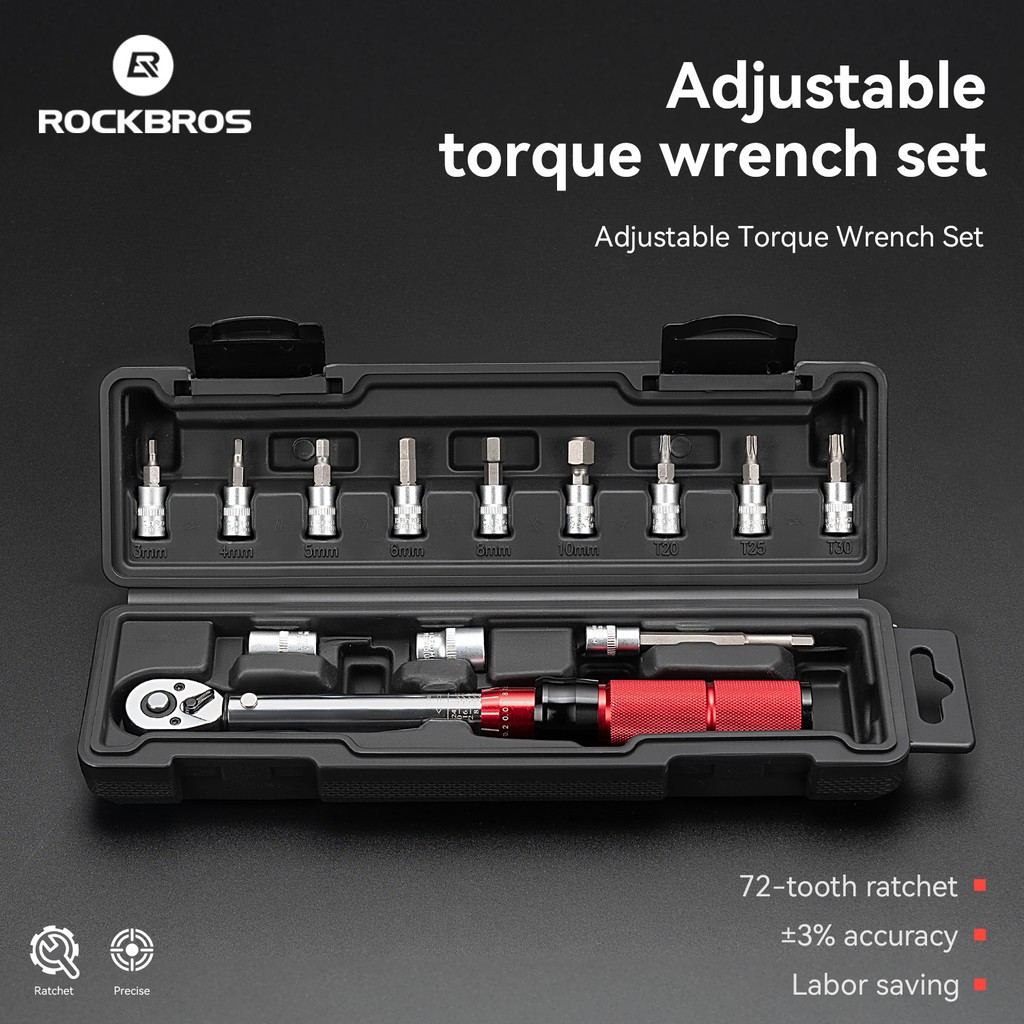 ROCKBROS Torque Wrench 1/4"Drive Click 2-24Nm,Dual-Direction 72 Teeth Wrench Set