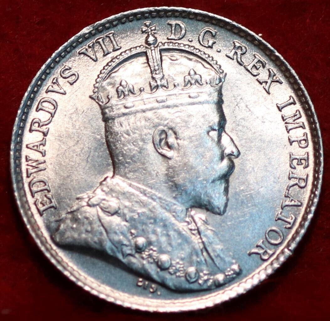 🇨🇦 Uncirculated 1902 King Edward VII 5 Cents Silver Coin Canada