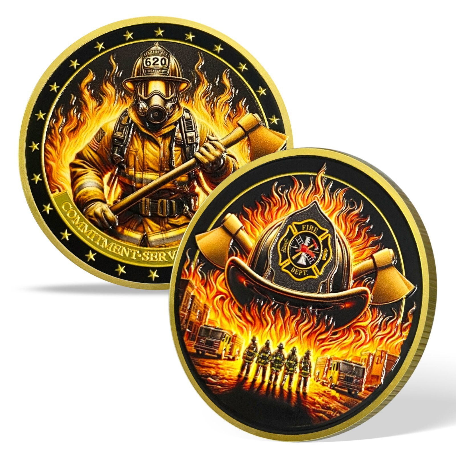 Firefighter Challenge Coin Fireman Honor Medal Fire Helmet Design Gifts For Men