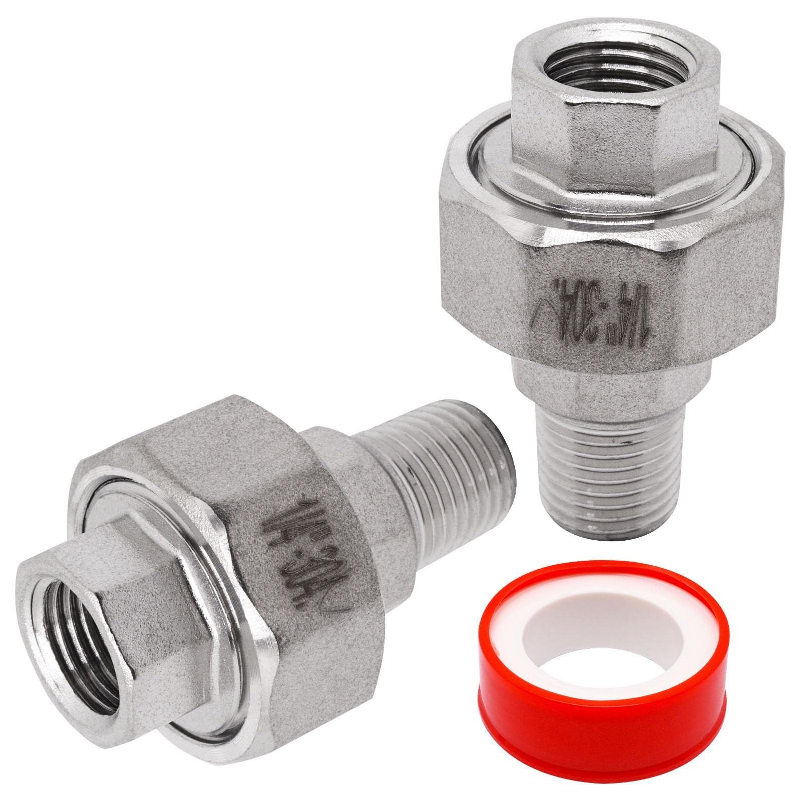 S SYDIEN 2PCS Cast Pipe Fittings Union, 1/4" NPT Male x 1/4" NPT Female 304 S...