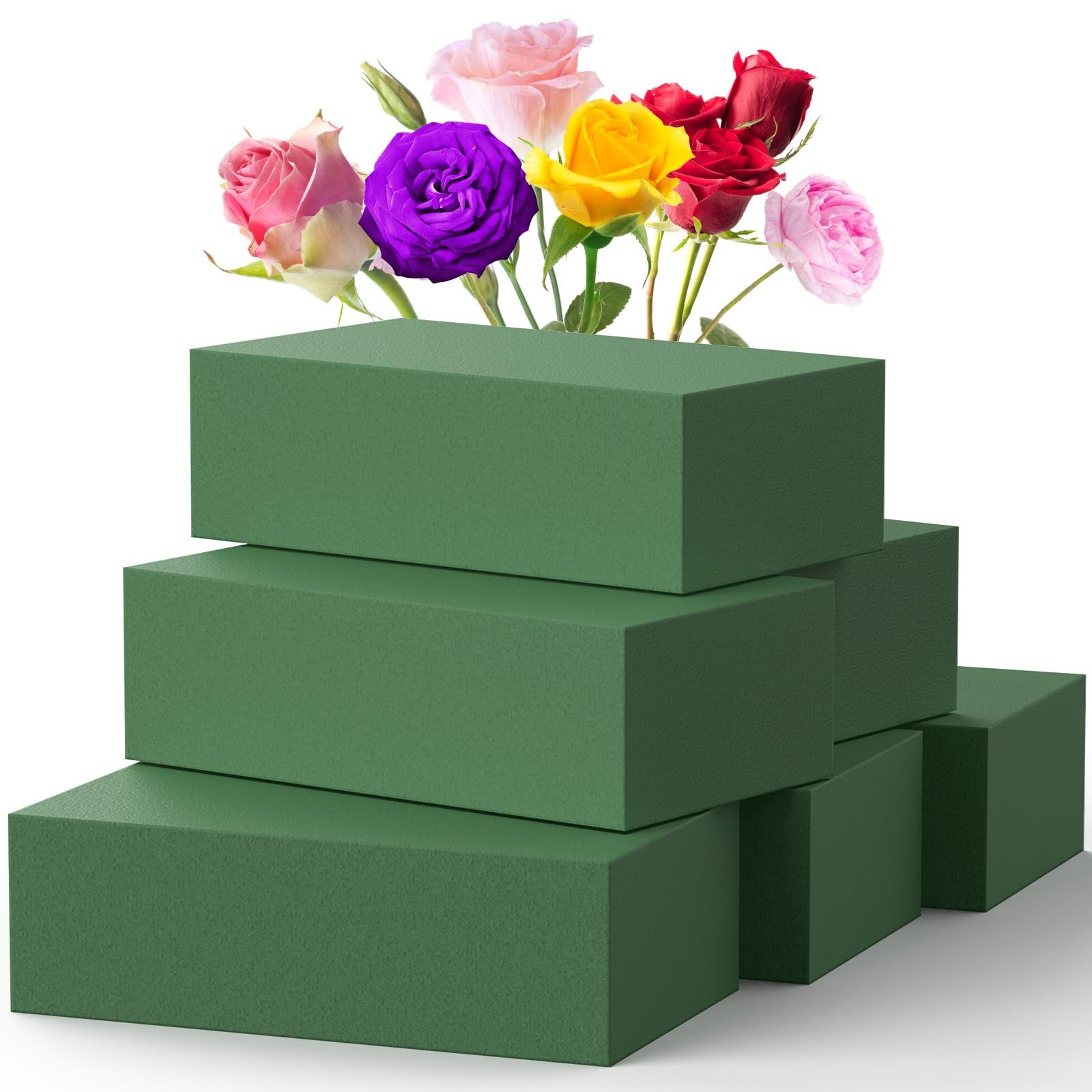 Upgraded 6 Pack Floral Flower Foam Blocks, Green Plant Foam for Flower Arrang...