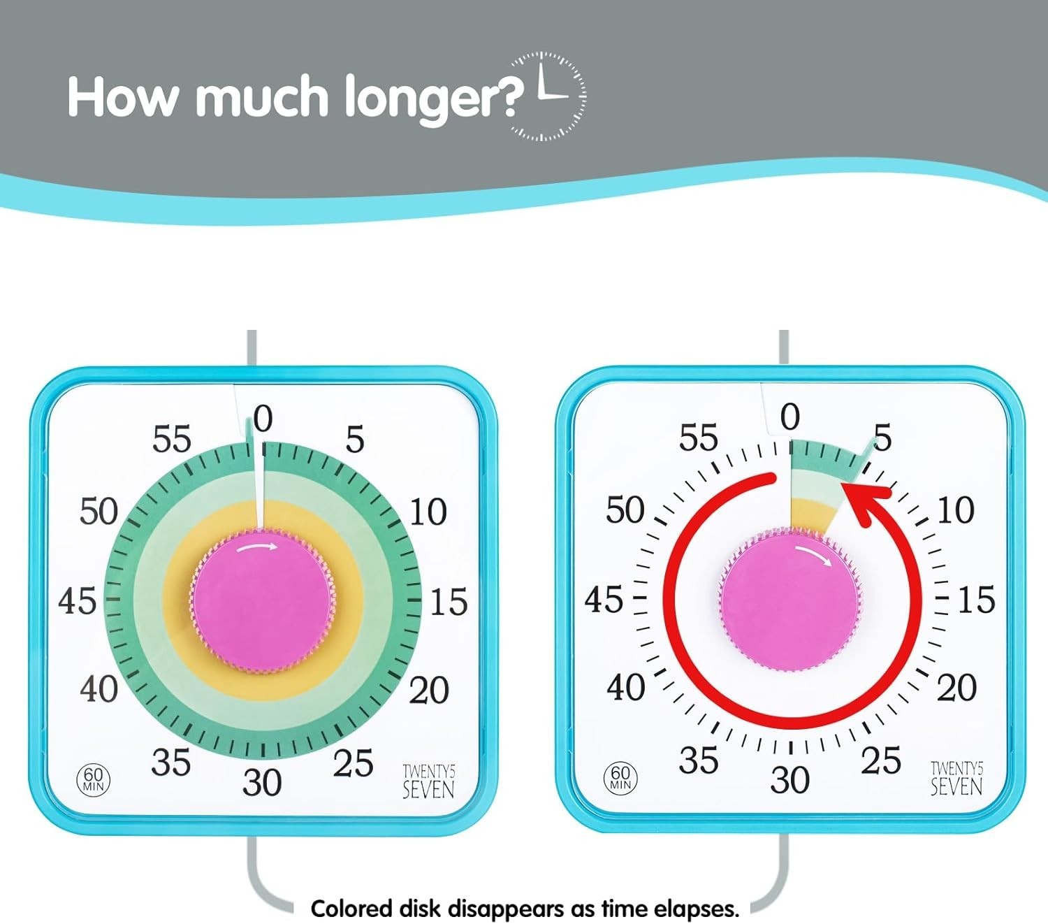 Countdown Timer 7.5 inch; 60 Minute 1 Hour Visual Timer – Classroom Teaching ...