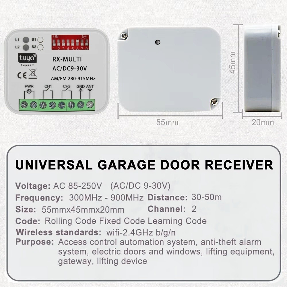 Tuya Smart WiFi Motor Switch Module 85-250V 2CH 433/868mhz universal Receiver