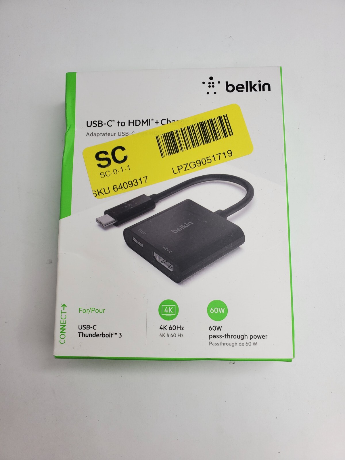 Belkin USB-C to HDMI Adapter+Charge (4K UHD Video MacBook Pro iPhone 15 pro) NEW