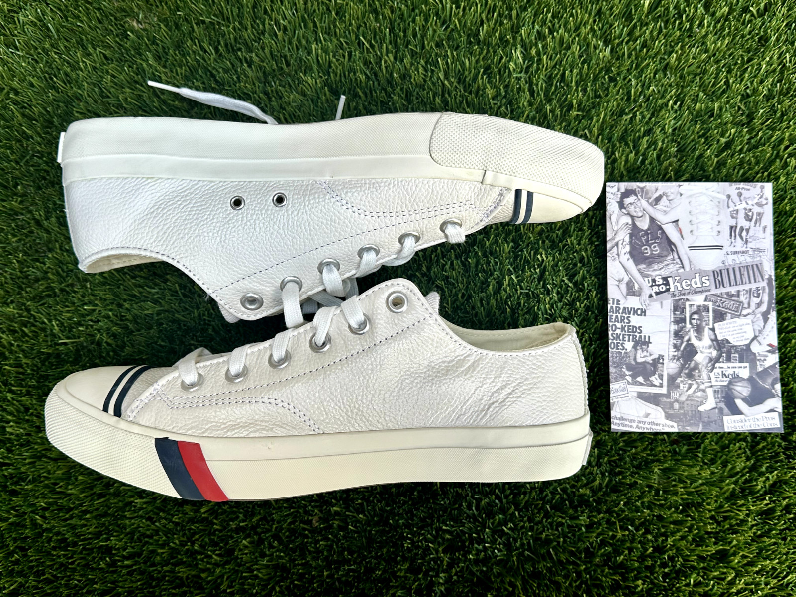 Size 9-10 - Pro Keds Royale Lo Vintage Low Top White Leather Sneaker New