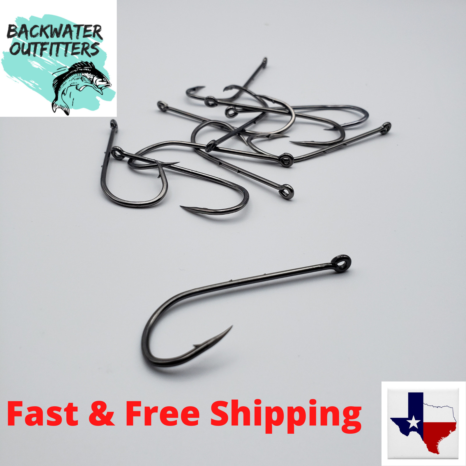 O'Shaughnessy Offset Baitholder Hook 50pcs Sizes #6--7/0 High Carbon Steel