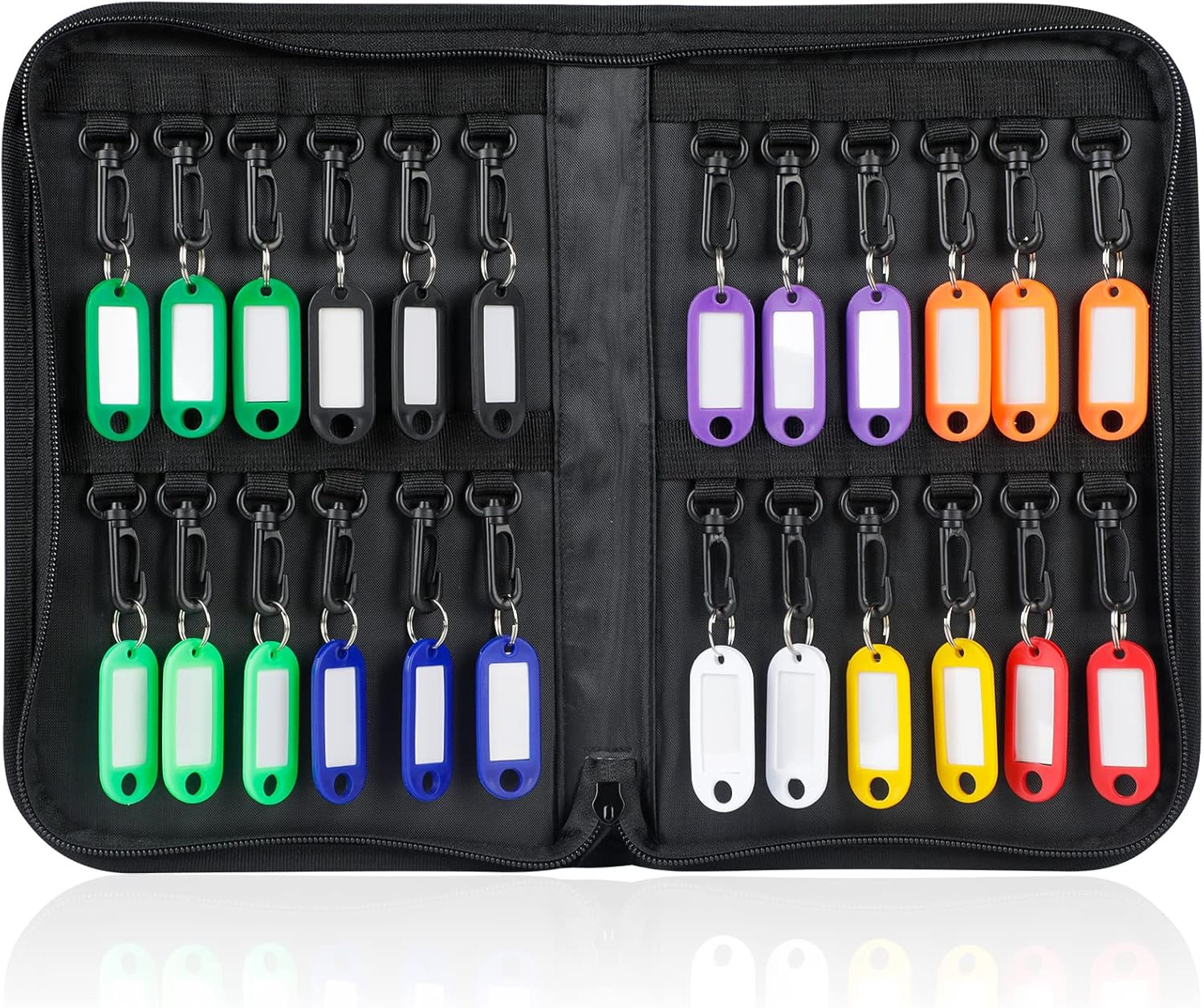 Zippered Key Case Organizer Waterproof and Fireproof Key Binder with 24 Hooks an