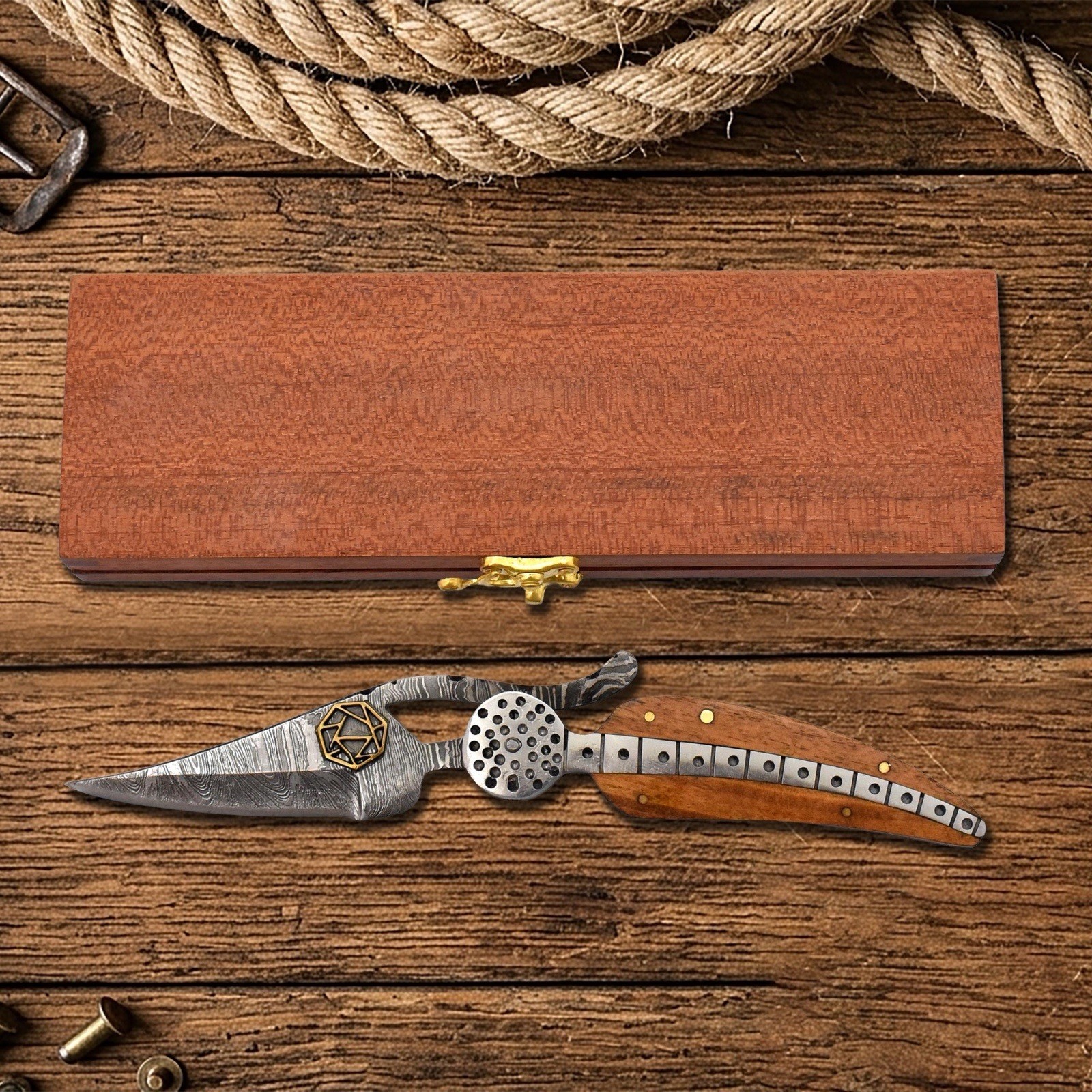 Handmade Damascus Steel Folding Knife Custom EDC Pocket Knife Made in USA