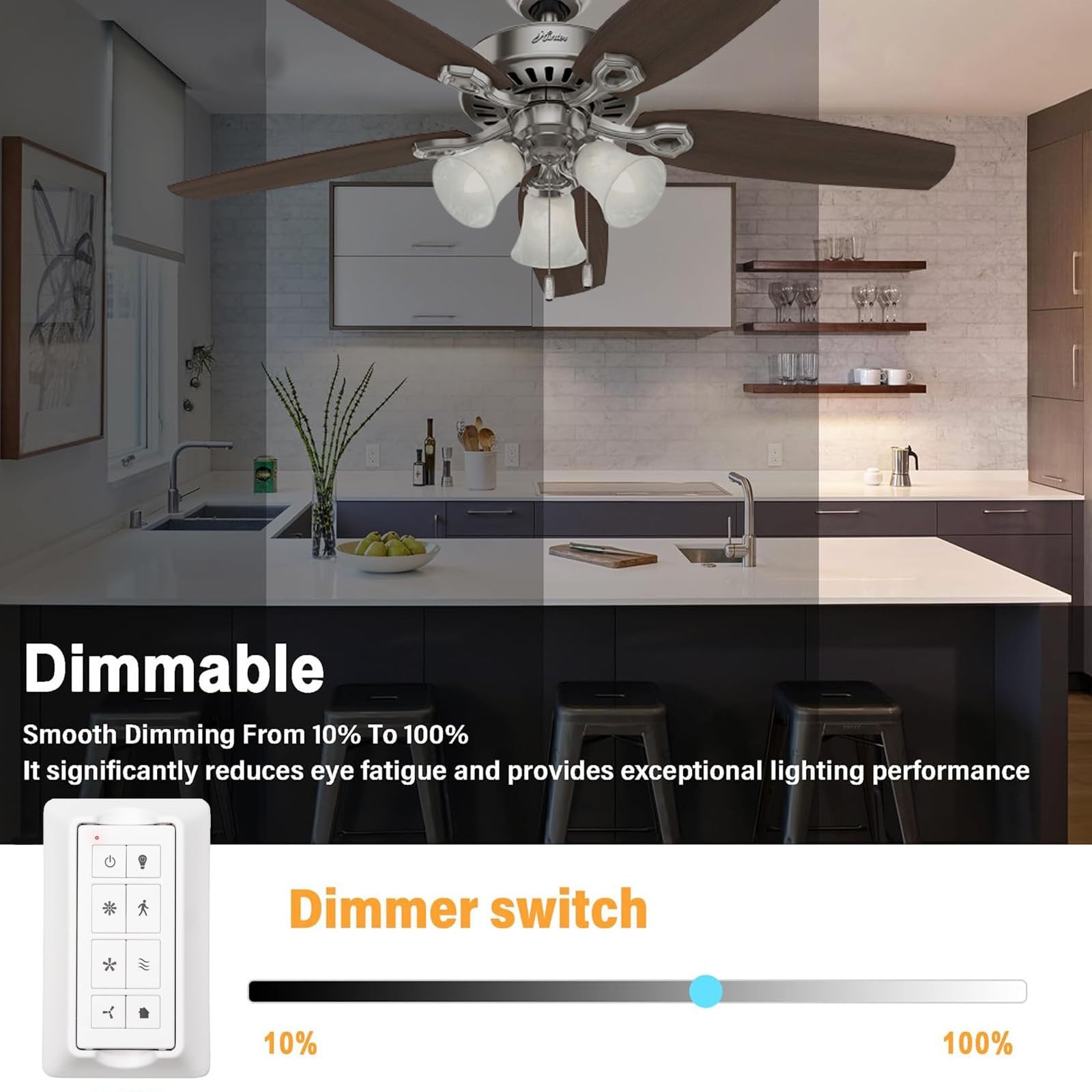 Smart Universal Ceiling Fan Remote Control Kit with Receiver, Fan Remote Wall...