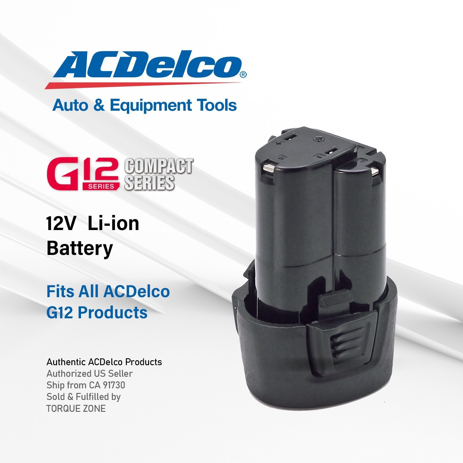 ACDelco AB1207LA-P2C Li-ion Interchangeable 2 Battery Pack Quick Charger Bundle