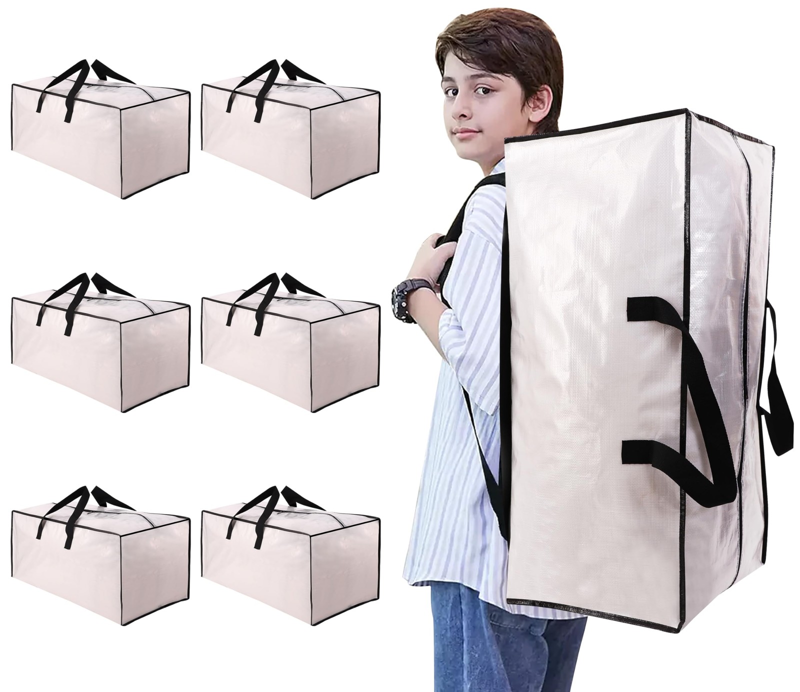 Heavy Duty Moving Bags with Backpack Straps and Strong Handles, Alternative t...