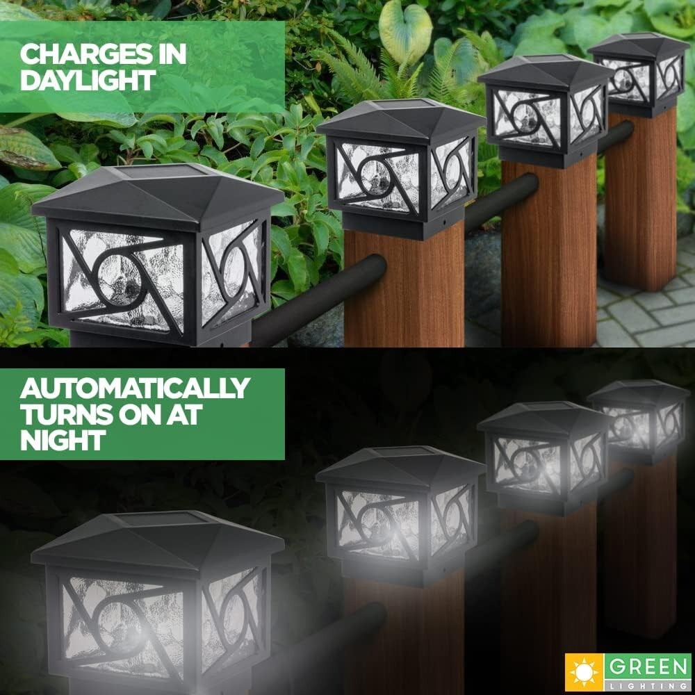 (QTY 12) GreenLighting Geometric Circle Solar Post Cap Lights Fits 4x4&5x5 Posts