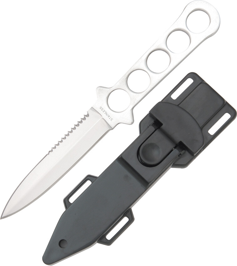 Double Edge Dive Fixed Blade Full Tang Solid Knife + Sheath Arm/Leg Straps M3346