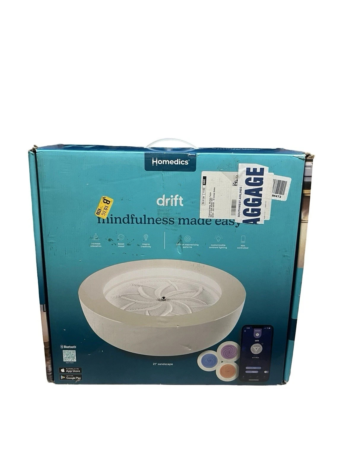 Homedics Drift Sandscape 21" Table Cream ST-400-CE New in Box