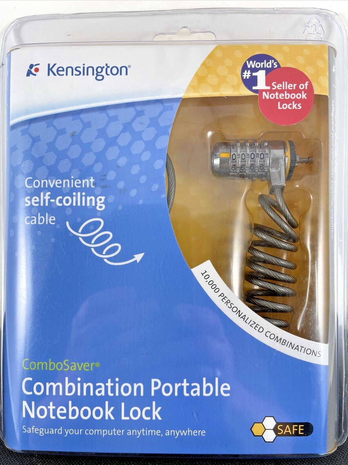 NEW Kensington Self Coiling Combination Portable Notebook Lock #K64515