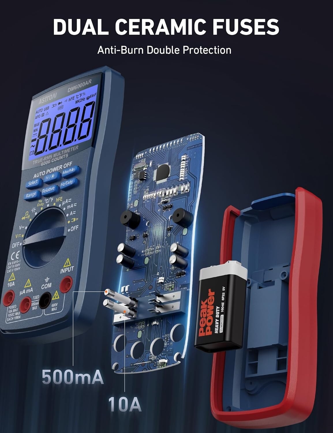 AstroAI Digital Multimeter and Analyzer TRMS 6000 Counts Volt Meter Ohmmeter NEW