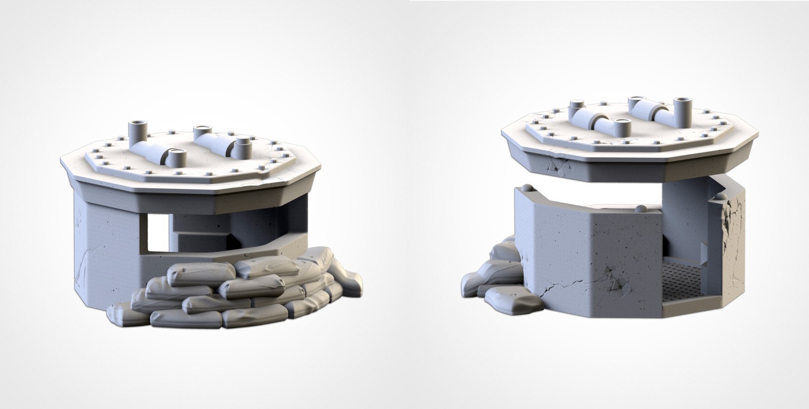 War Bunkers & Obstacles Terrain Set 28mm Sci-fi Wargaming Scenery