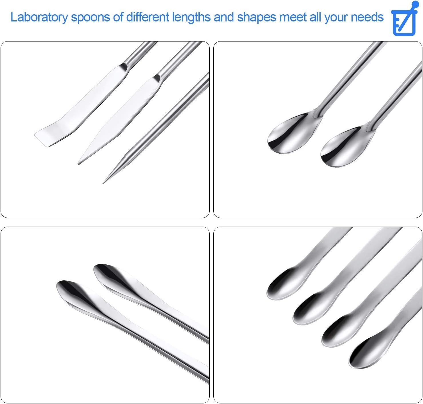 22 Piece Stainless Steel Lab Spatula Micro Scoop Set Laboratory Sampling Spoons