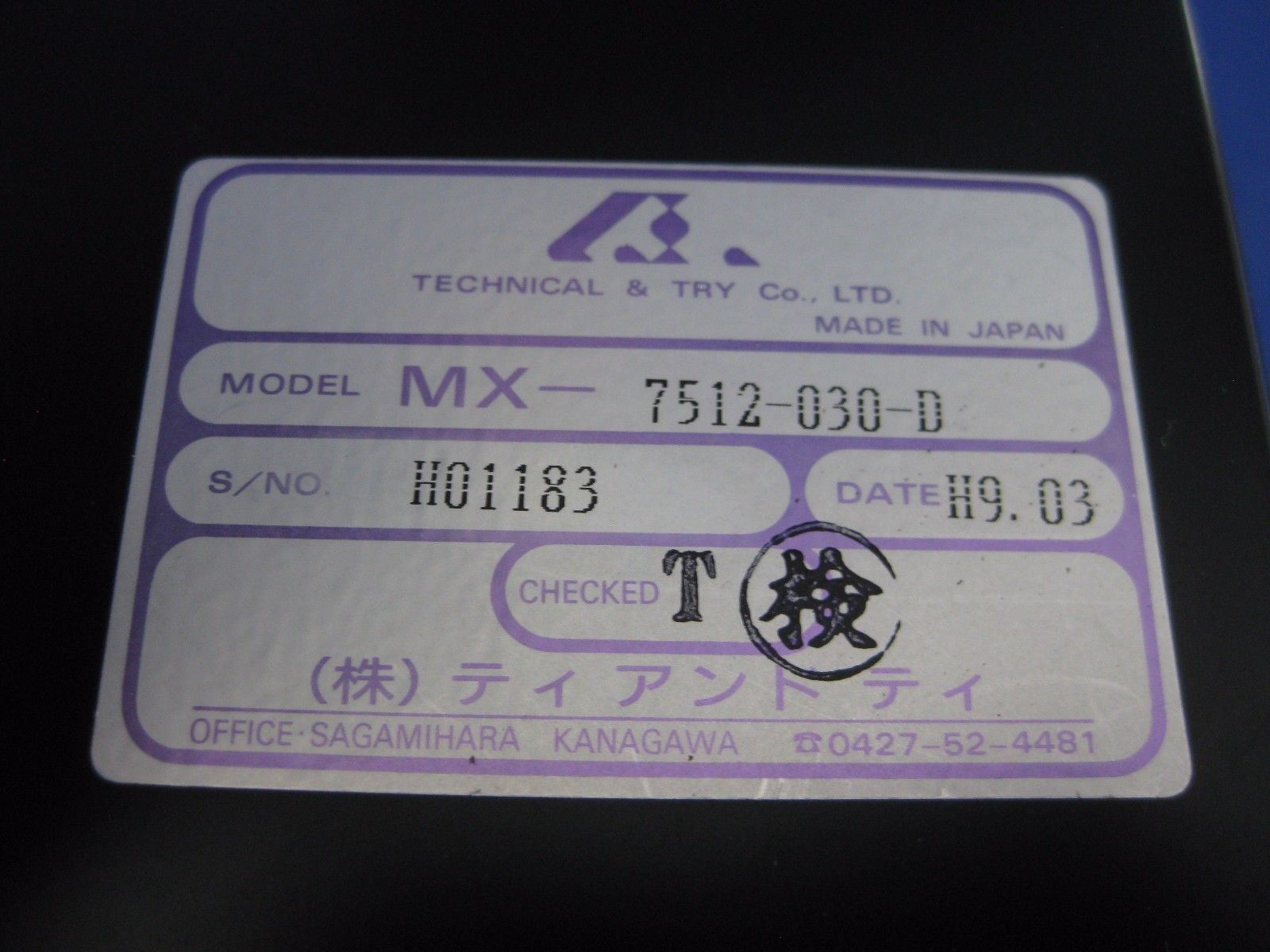 TECHNICAL & TRY MX 7500 Controller, MX-7512-030-D and Weight Sensor TTS-030-L260