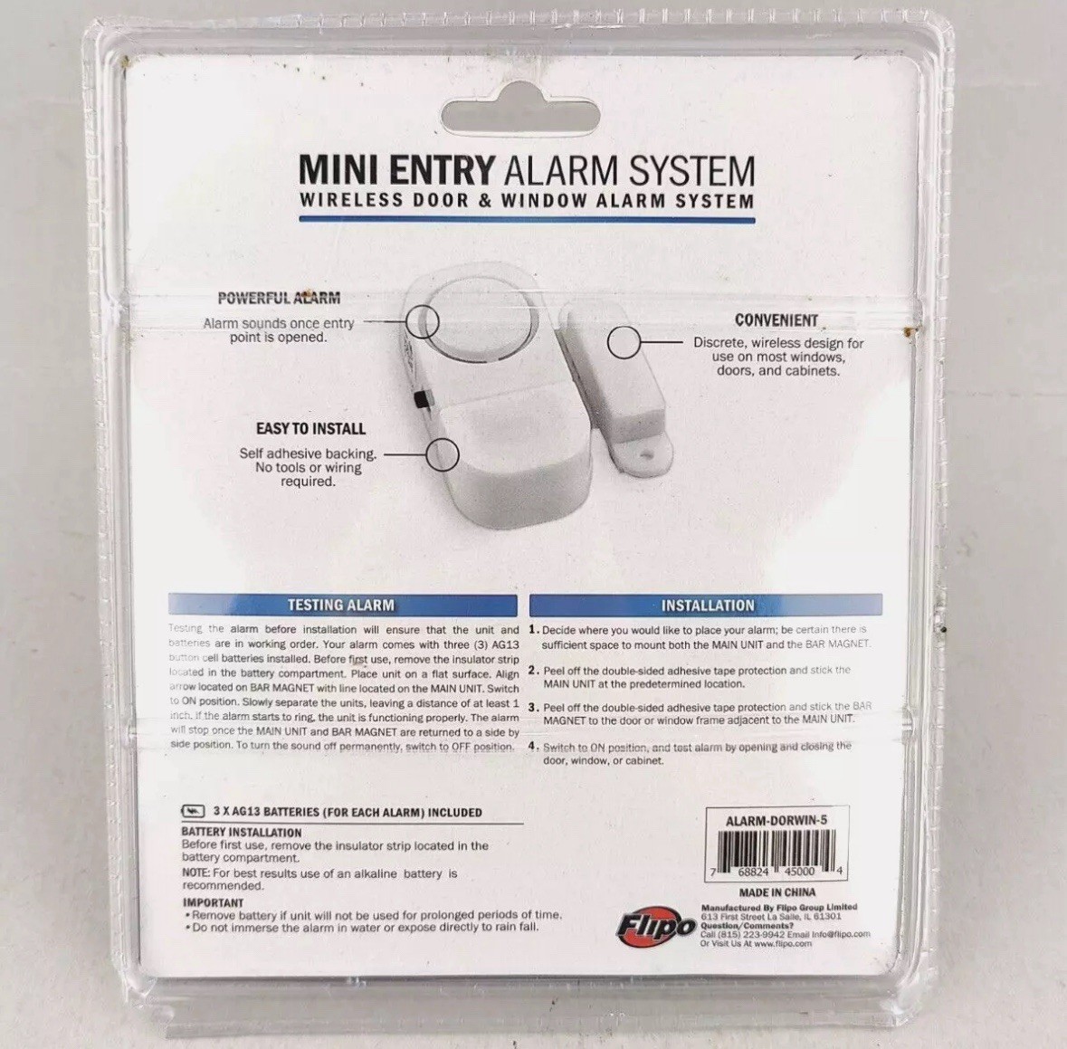 Flipo Mini Entry Alarm System 5-Pack Wireless Door & Window System NEW Sealed