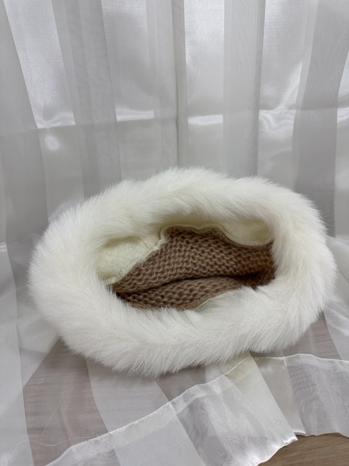 Cossack Hat Womens One Size White Faux Fur Knit Lined Winter Warm Cozy