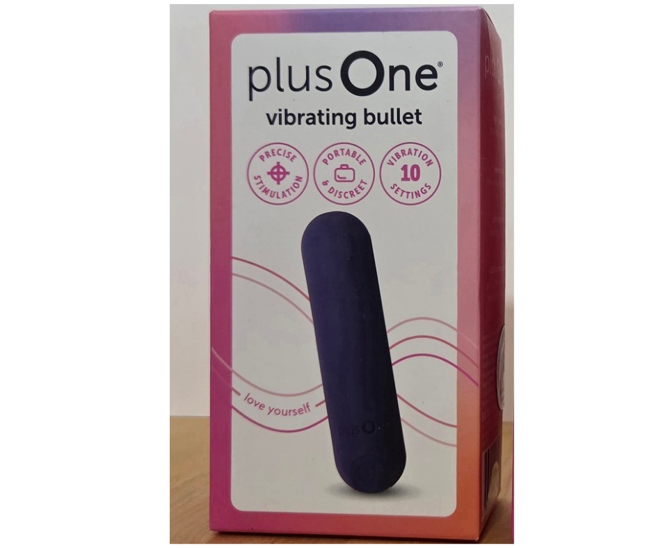 plusOne Vibrating Bullet Soft Touch Massager, 10 Vibration Settings, Waterproof