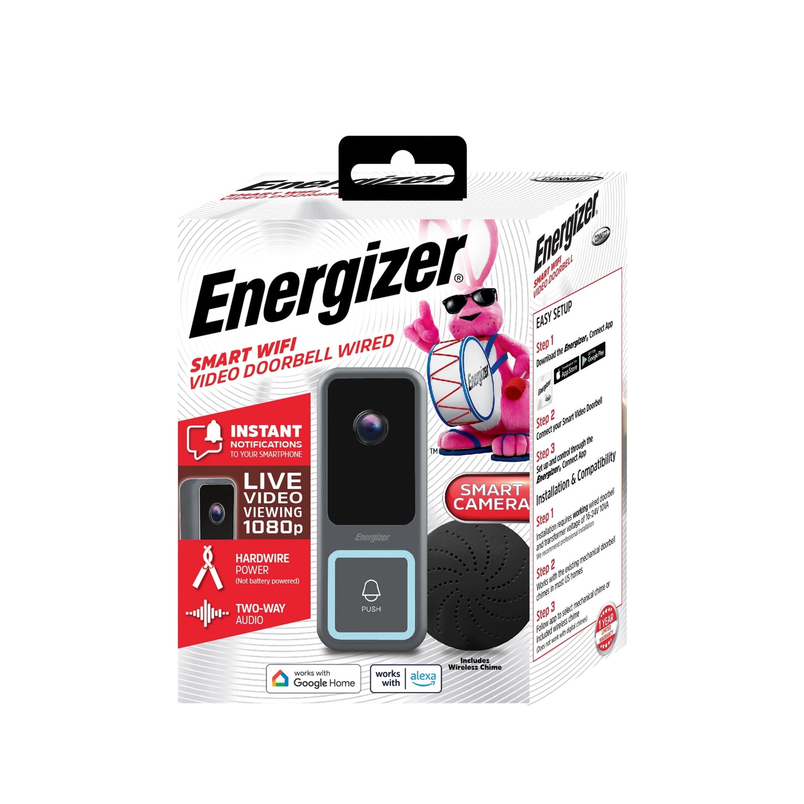 Smart Doorbell & Chime, 1080P Wired Doorbell Camera with Two-Way Audio for Home