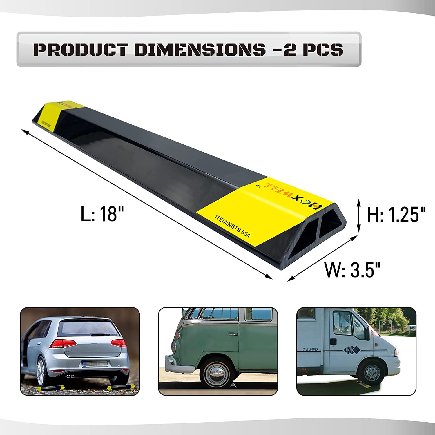 Garage Parking Stopper 18in Parking Aid Wall Protector Car Stop 2 Pack