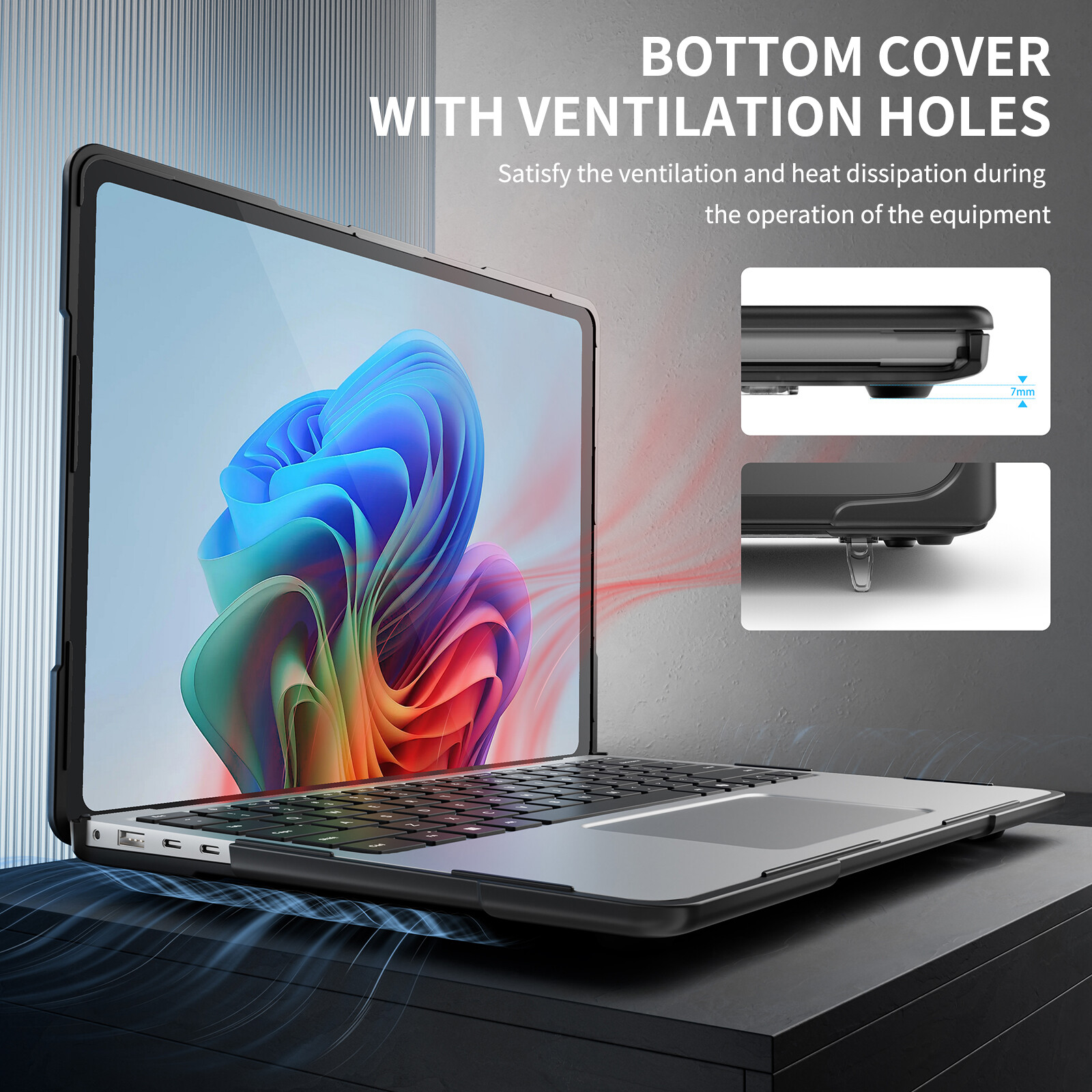 Shockproof Hard Shell Kickstand Case Cover for Microsoft Laptop 7 13.8" (2024)