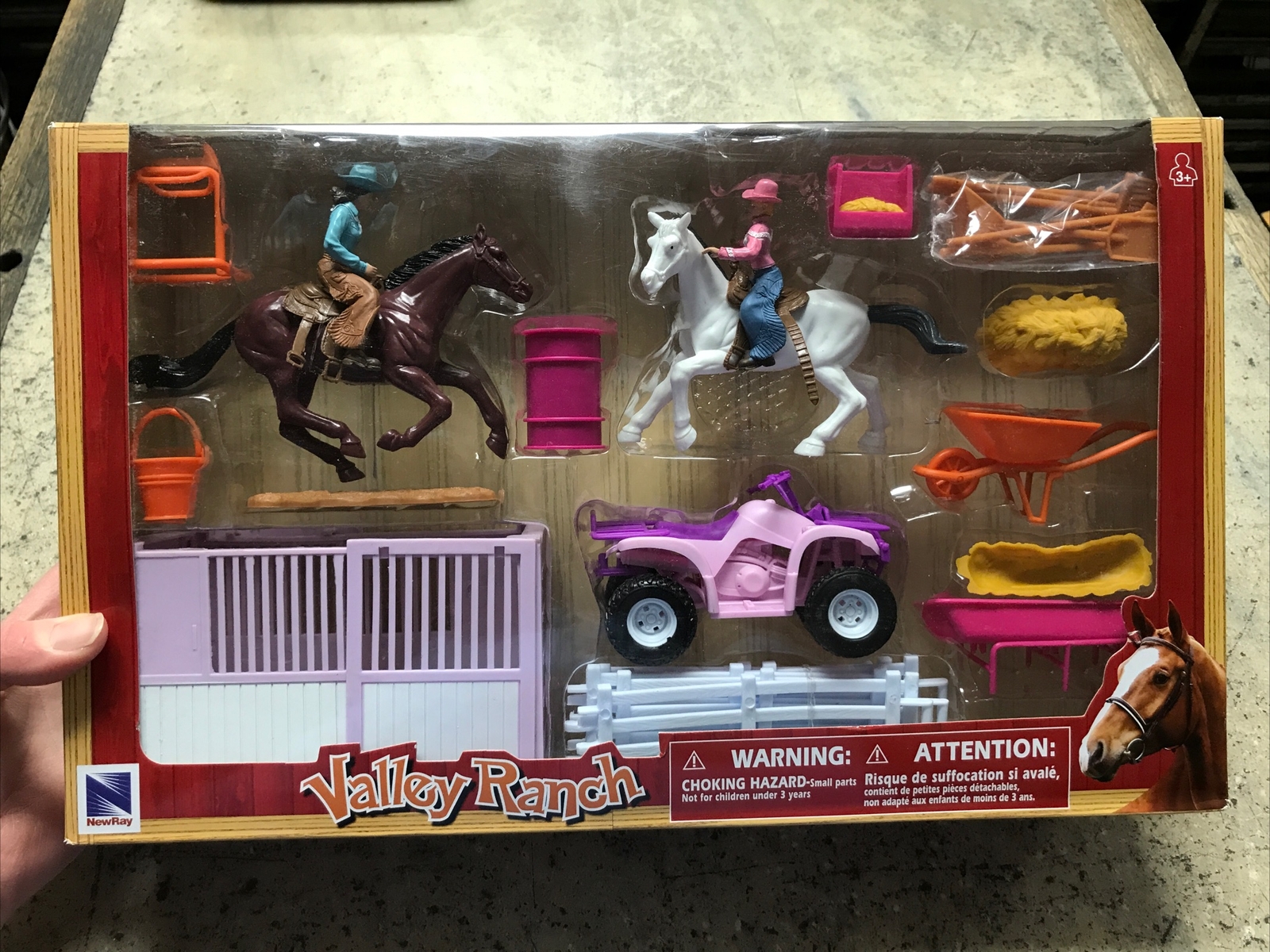 New 2019 NewRay Valley Ranch Horse Farm Playset - Pink 4 Wheeler - Fast Ship!