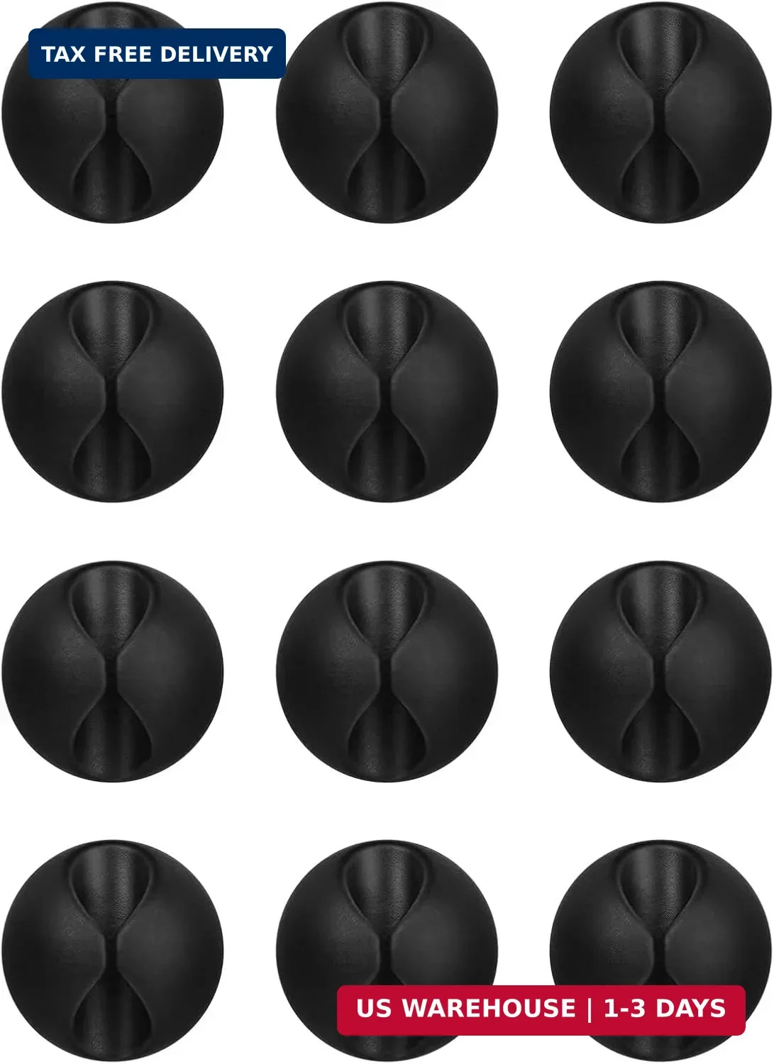 Flezoo Cord Holder Cable Holder, 12PCS Black Adhesive Cable Clips Cord Organizer