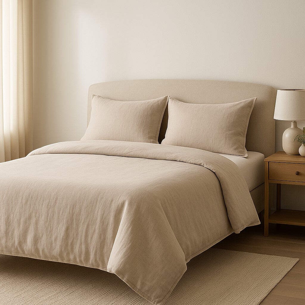 OUR JOY Linen Duvet Cover Set 3pc King Natural Soft Cool