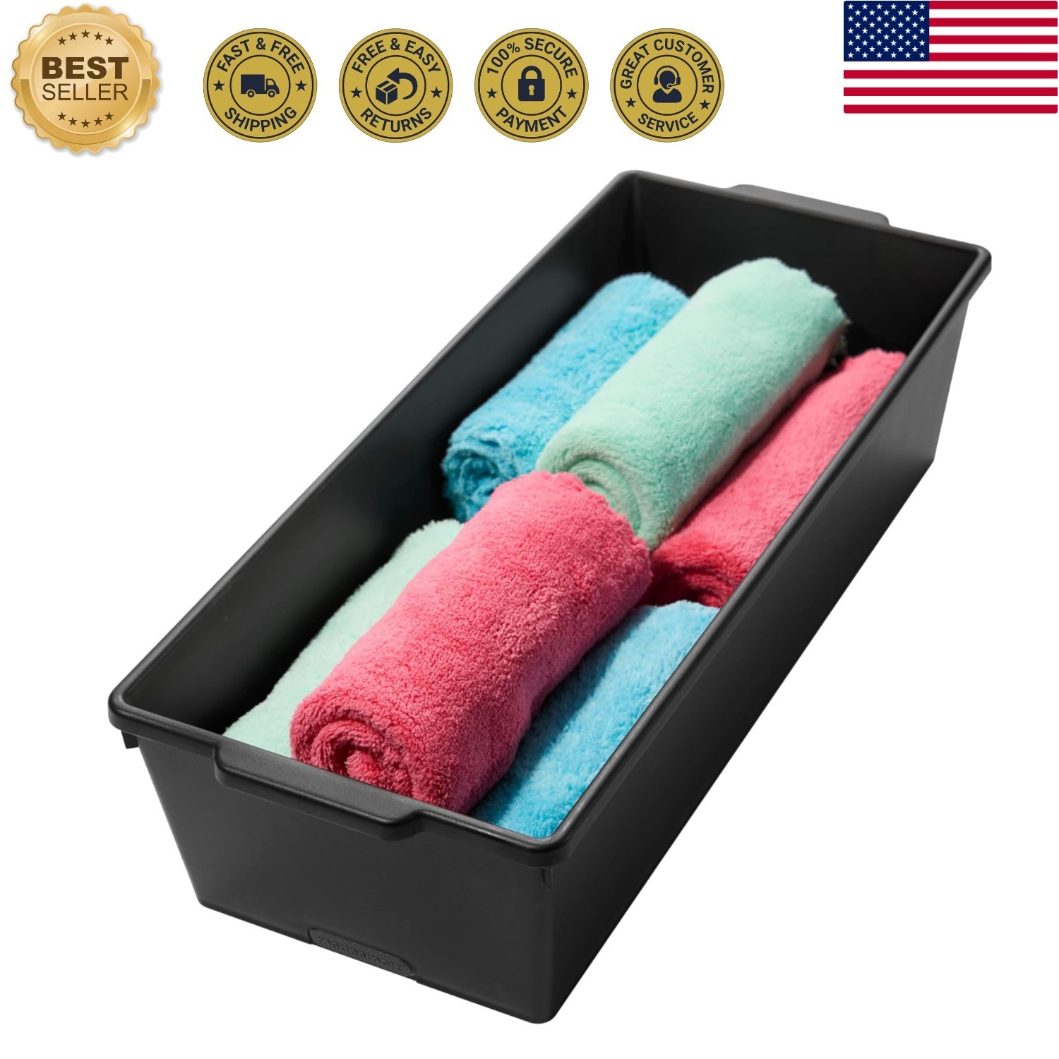 Multipurpose Deep Storage Bin with Non-Slip Base - 16.5'' for Kitchen & Bathroom